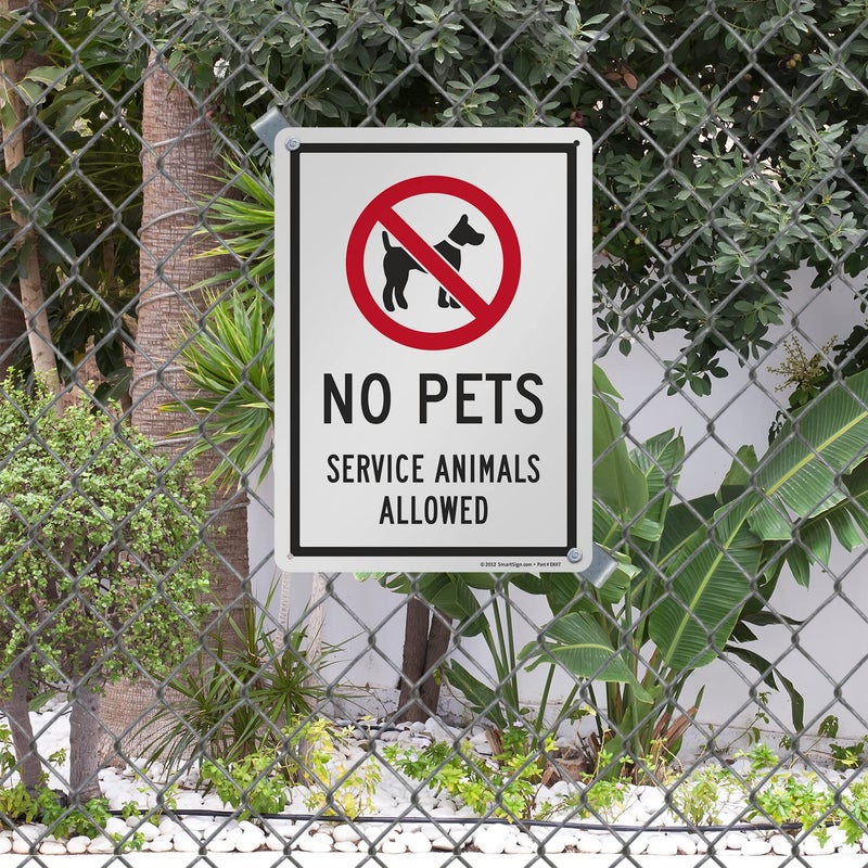 SmartSign 14 x 10 inch â€œNo Pets - Service Animals Allowedâ€ Metal Sign, 40 mil Laminated Rustproof Aluminum, Red, Black and White, Made in USA - Image 3
